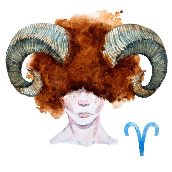 watercolor illustration of woman Aries