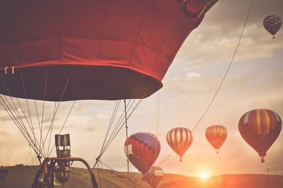 Hot Air Balloons with Sunrise applying Retro Instagram Style Filter