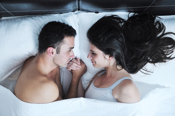 happy young healthy people couple have good time in their bedroom make love and sleep - Taurus Man In Bed With Libra Woman