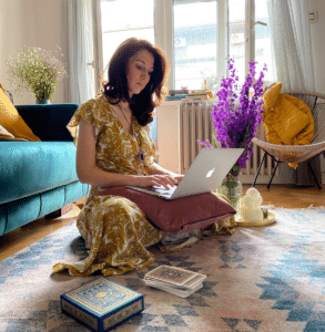 Anna Kovach working on astrology requests Anna Kovach astrologer working on some clients questions
